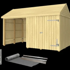 Plus Classic Multi Havehus 10 m²  2 moduler m/enkeltdør og lukket/åben front inkl. tagpap/alulister/H-stolpefødder