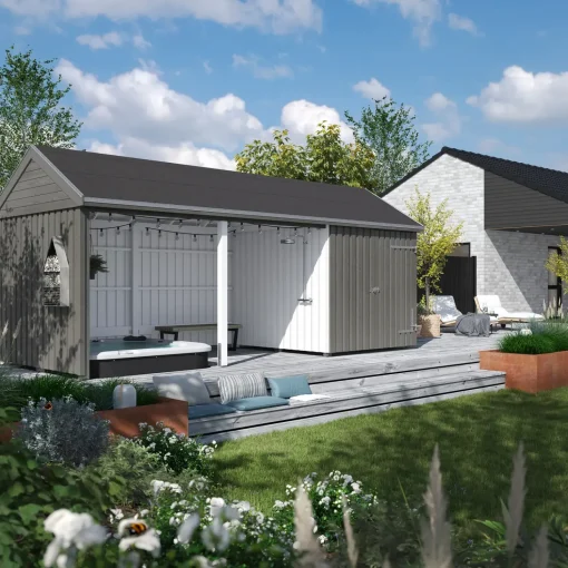 Plus Classic Multi Havehus 14,5 m²  3 moduler m/enkeltdør og åben front