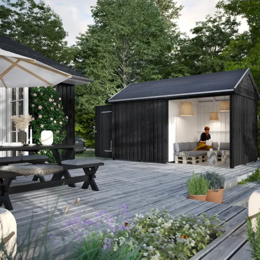 Plus Classic Multi Havehus 10 m²  2 moduler m/enkeltdør og lukket/åben front