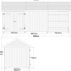 Plus Classic Multi Havehus 14,5 m² 3 moduler m/dobbeltdør og åben/lukket front
