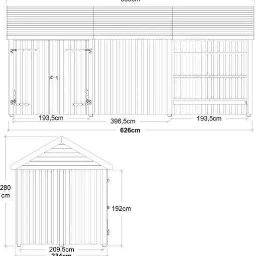 Plus Classic Multi Havehus 14,5 m² 3 moduler m/dobbeltdør og åben/lukket front