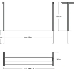 Plus classic tørrestativ 90x185x400 cm sort