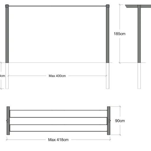 Plus classic tørrestativ 90x185x400 cm sort