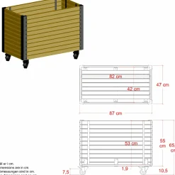 PLUS Cubic Living plantekasse m/hjul ThermoWood® Gyldenbrun/Sort 87×47×65,5 cm