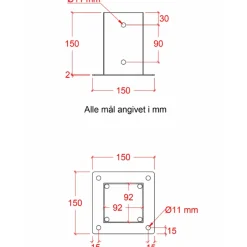 Plus Cubic stolpefod t/fundament 9x9 cm sort
