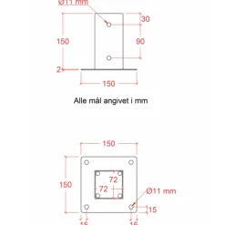 Plus Cubic stolpefod t/fundament 9x9 cm sort