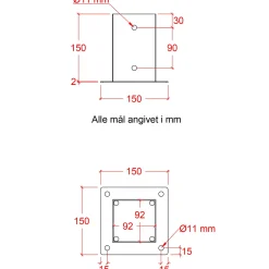 Plus Cubic Stolpefod  9x9 cm stolper  til fundament  m/skruer