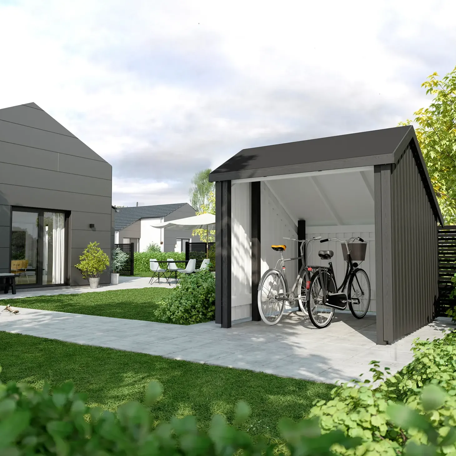 Plus cykelskur 5,7 m² 1 modul med åben front