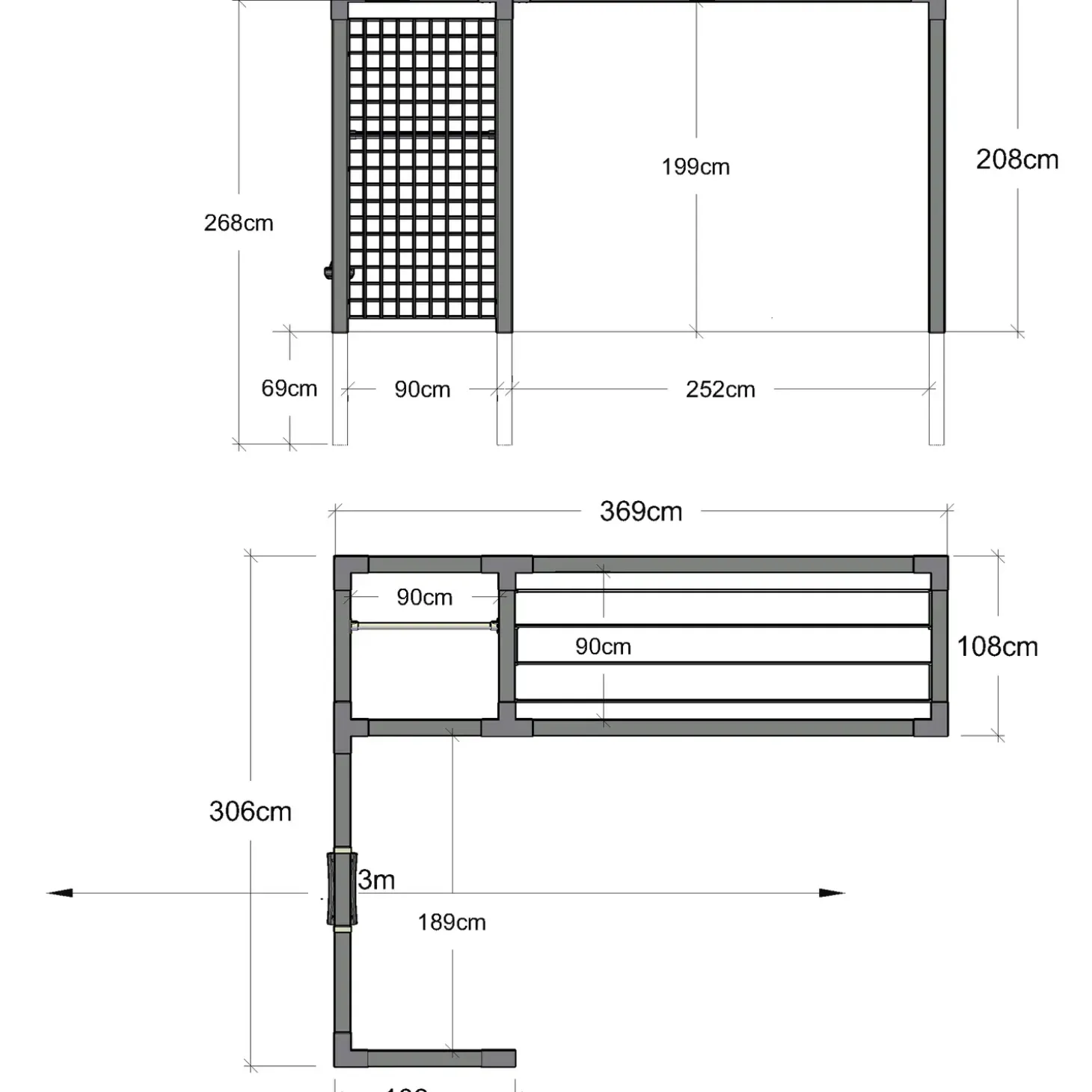 Plus daylife med stålespalier modul 3 sort