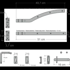 Plus elementbeslag 3x7 cm 4 stk varmgalvaniseret