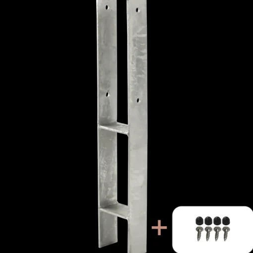 Plus H-stolpefod 60 cm 9x9 cm stolper til nedstøbning m/skruer