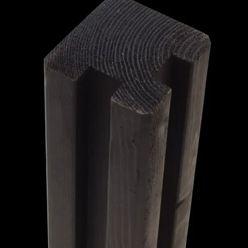PLUS Krydsskåret Profilstolpe m/2 spor Hjørne 9×9×188 cm Sort