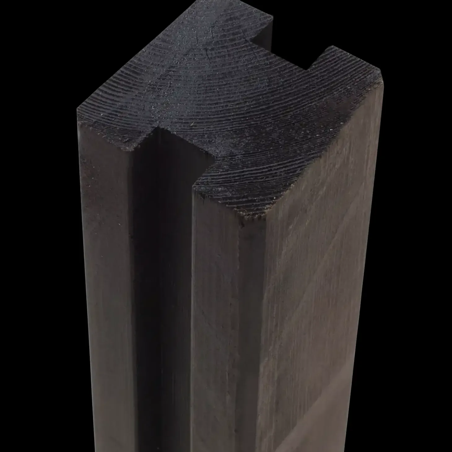 PLUS Krydsskåret Profilstolpe m/2 spor 9×9×268 cm Sort