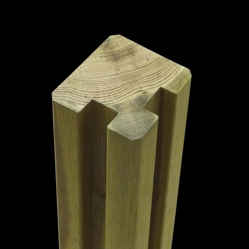 Plus krydsskåret profilstolpe hjørne m/2 spor 90x90 mm længde 268 cm trykimprægneret