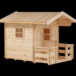 PLUS Legehus 134×134 cm + 58 cm terrasse ubehandlet inkl. tagpap