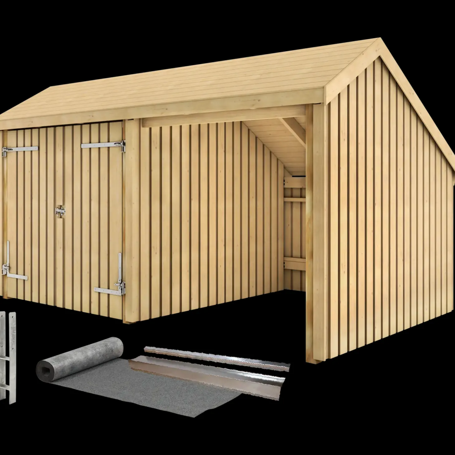 Plus Multi havehus 10,5 m² 2 moduler med dobbeltdør og åben front