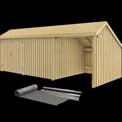 Plus Multi havehus 15,5 m² 3 moduler med dobbeltdør og lukket/åbent front