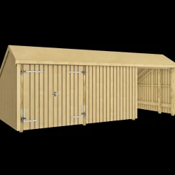 Plus Multi havehus 15,5 m² 3 moduler med dobbeltdør og lukket/åbent front