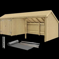 Plus Multi havehus 15,5 m² 3 moduler med dobbeltdør og åbent front