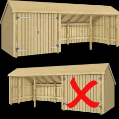 Plus Multi havehus 15,5 m² 3 moduler med dobbeltdør og åbent front