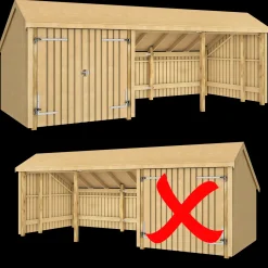 Plus Multi havehus 15,5 m² 3 moduler med dobbeltdør og åbent front