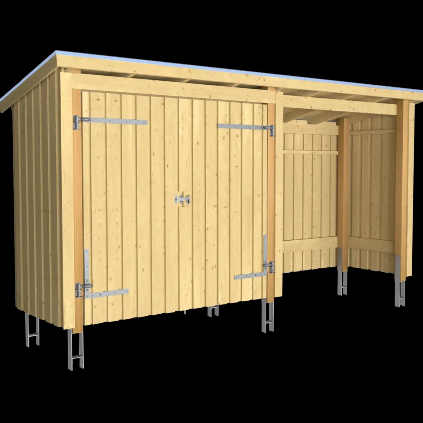 Plus Nordic Multi havehus 4,7 m² 2 moduler med dobbeltdør og åben front