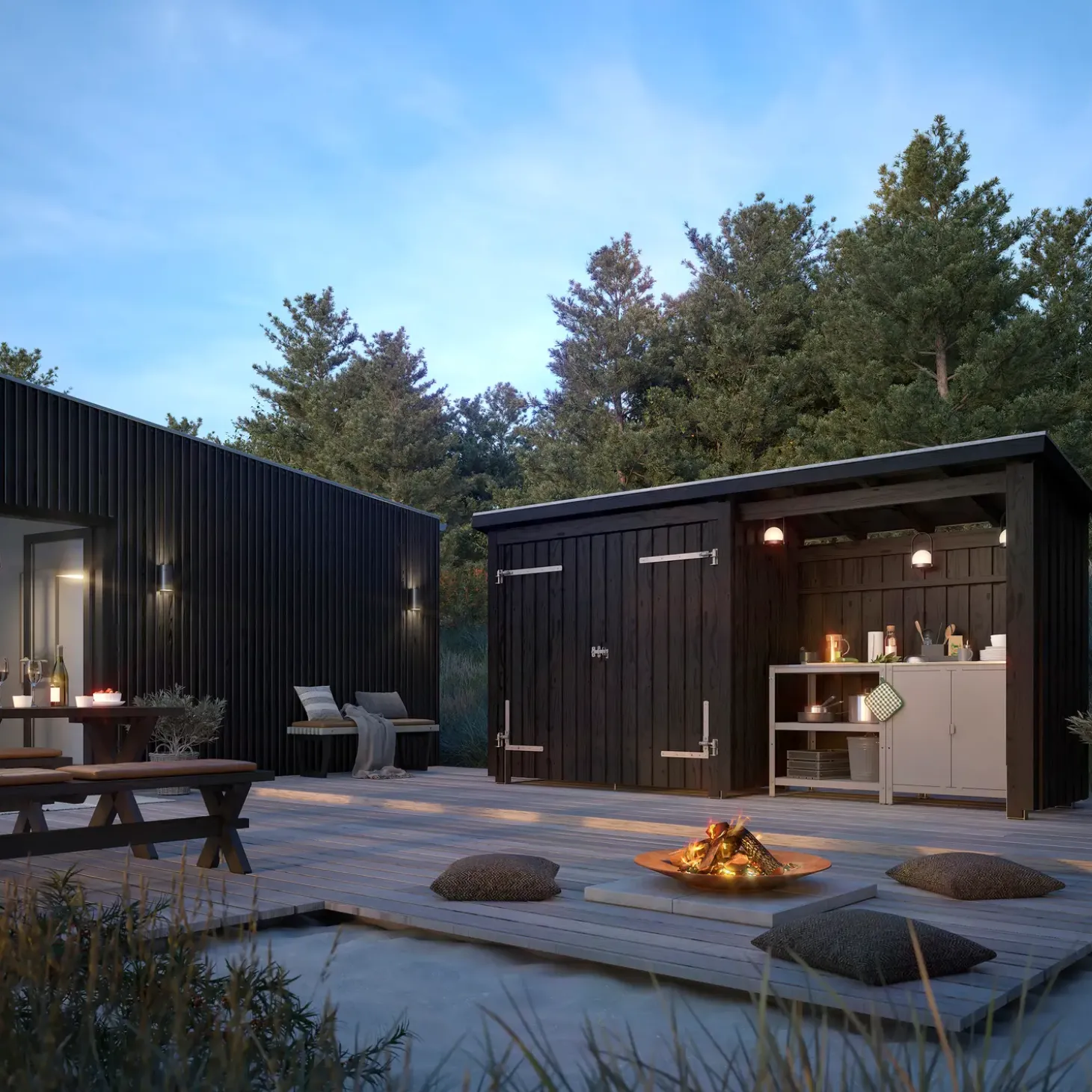 Plus Nordic Multi havehus 4,7 m² 2 moduler med dobbeltdør og åben front