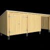 Plus Nordic Multi havehus 14 m² 3 moduler med dobbeltdør og lukket/åben front