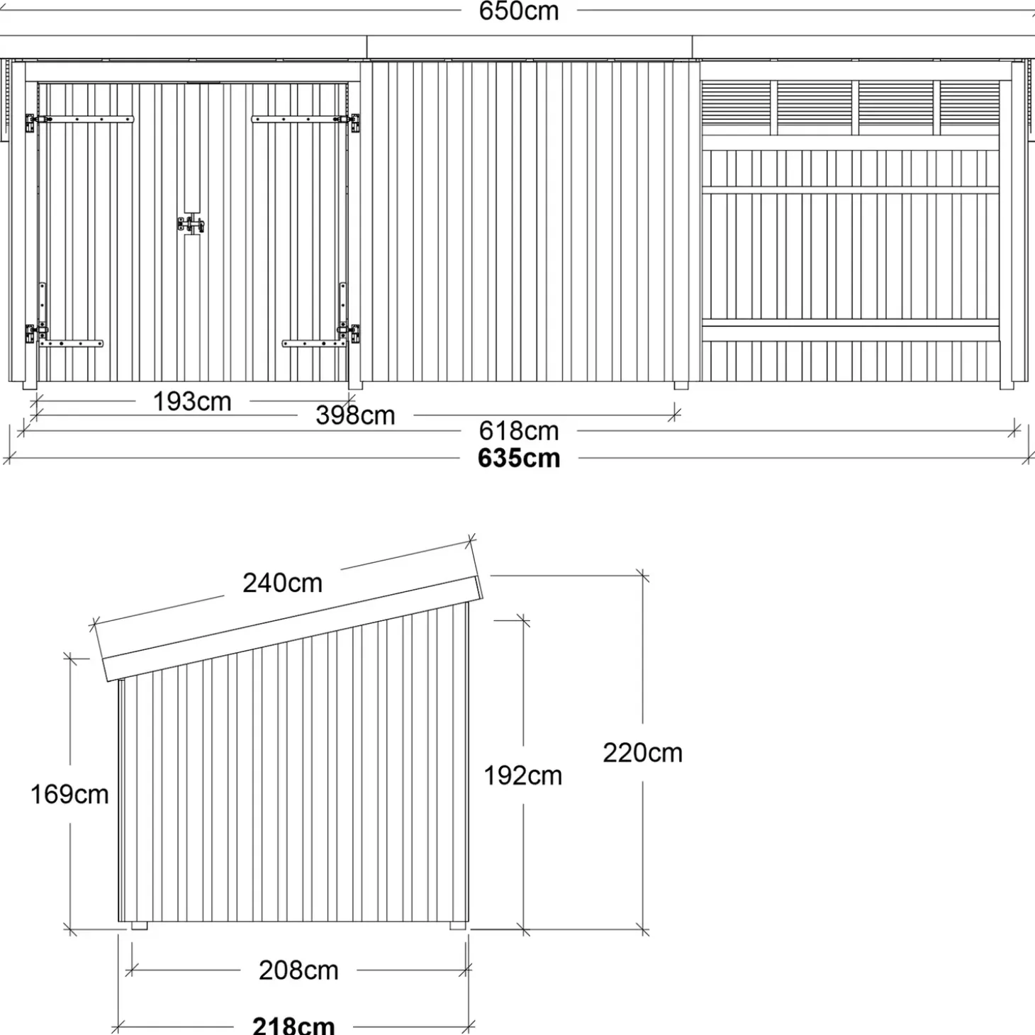 Plus Nordic Multi havehus 14 m² 3 moduler med dobbeltdør og lukket/åben front