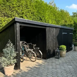 Plus Nordic Multi havehus 14 m² 3 moduler med dobbeltdør og lukket/åben front