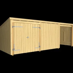 Plus Nordic Multi havehus 14 m² 3 moduler med dobbeltdør og lukket/åben front