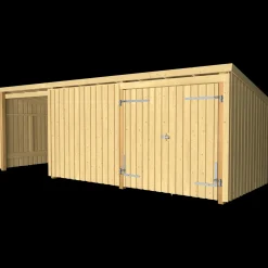 Plus Nordic Multi havehus 14 m² 3 moduler med dobbeltdør og lukket/åben front