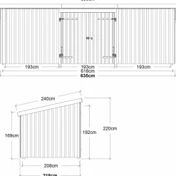 Plus Nordic Multi Havehus 14 m²  3 moduler m/dobbeltdør og lukket front
