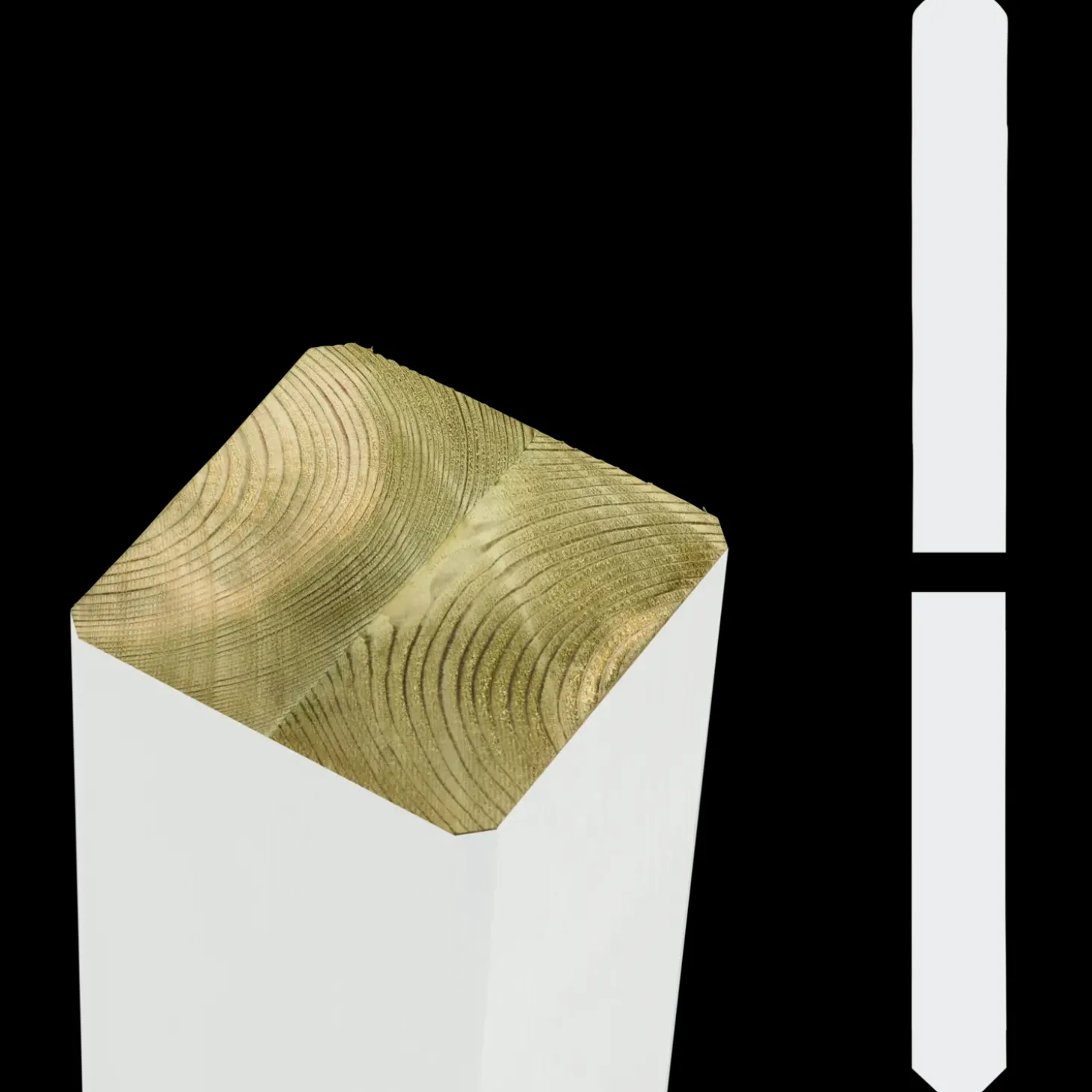 Plus omlimet profilstolpe m/spids 70x70 mm længde 208 cm hvid