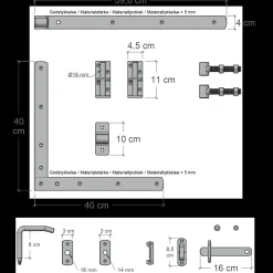 Plus Osaka enkeltlåge inkl. beslag 100x93 cm sort