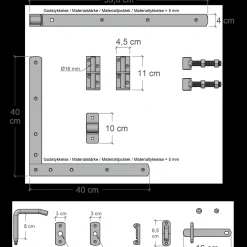 Plus Osaka enkeltlåge inkl. beslag 100x93 cm sort