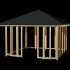 Plus Pavillon 4 med 4 lukket sider, dobbelt skydedør og sort tagdug trykimprægneret
