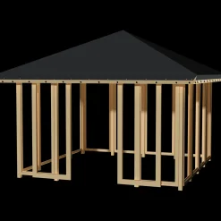 Plus Pavillon 4 med 4 lukket sider, dobbelt skydedør og sort tagdug trykimprægneret