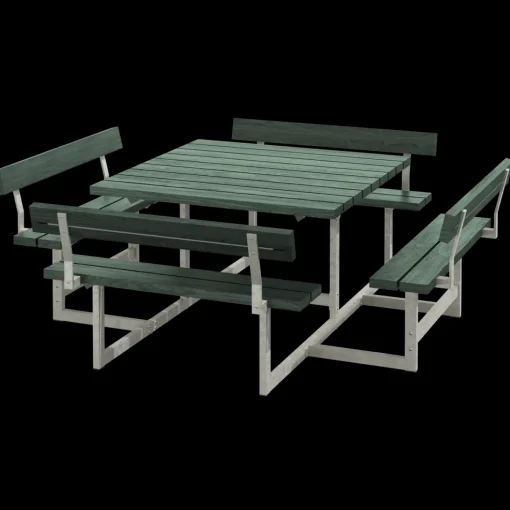 Plus Picnic bord/bænkesæt med 4 ryglæn 224 cm trykimp