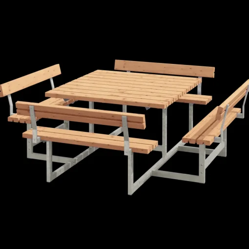Plus Picnic bord/bænkesæt med 4 ryglæn 224 cm trykimp