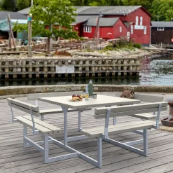 Plus Picnic bord/bænkesæt med 4 ryglæn 224 cm trykimp