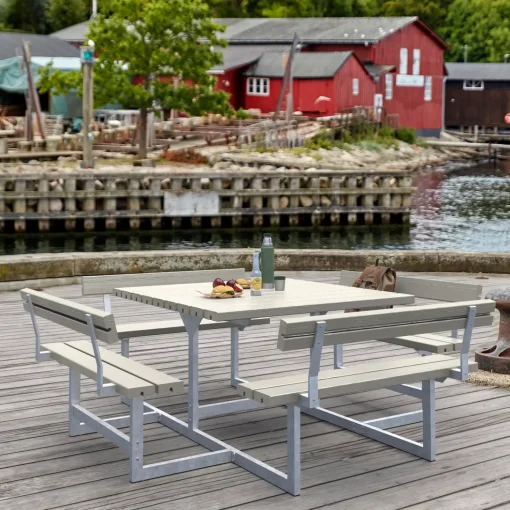 Plus Picnic bord/bænkesæt med 4 ryglæn 224 cm trykimp