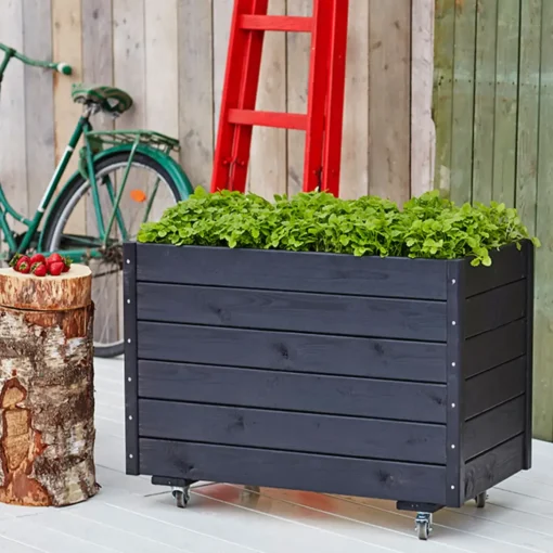 Plus plantekasse på ben 88x37x39 cm sort