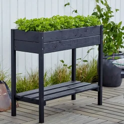 Plus Plantekasse på ben  88x37x79 cm Grundmalet sort