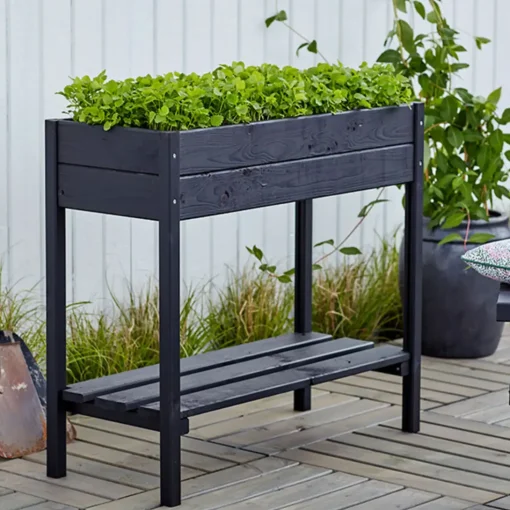 Plus Plantekasse på ben  88x37x79 cm Grundmalet sort