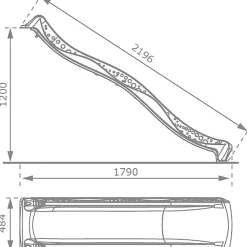 Plus plast rutsjebane gråsort 220 cm
