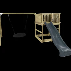 PLUS PLUS Play legetårn inkl. gyngestativ, gråsort rutsjebane og sort redegynge