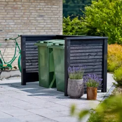 PLUS Renovationsskjul Plank Profil sort m/træstolper til nedgravning Sort