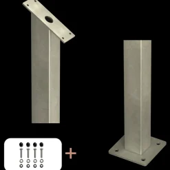 Plus Stålstolpe m/fod inkl. bolte  til trappe gelænder  4,5x4,5x87,1/80,4 cm