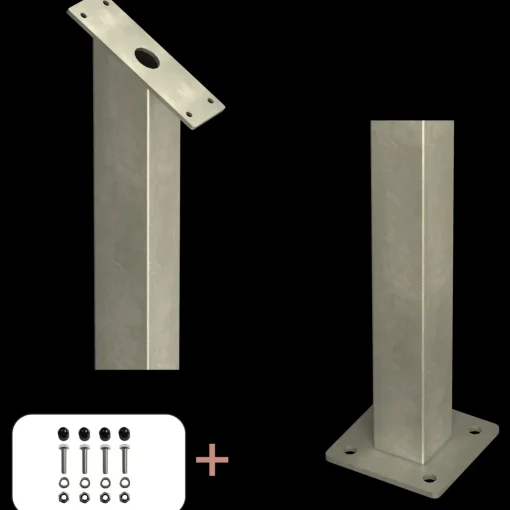 Plus Stålstolpe m/fod inkl. bolte  til trappe gelænder  4,5x4,5x87,1/80,4 cm